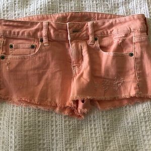American Eagle orange denim shorts